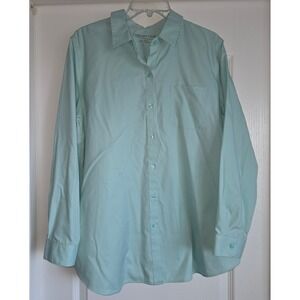 Coldwater Creek Mint‎ Long Sleeve No Iron Button Down Shirt Women Sz L/14 Office
